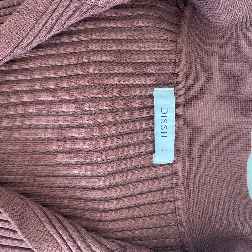 DISSH Size 6 Button Brown, Collared Shirt, Ribbed - Picture 3 of 3